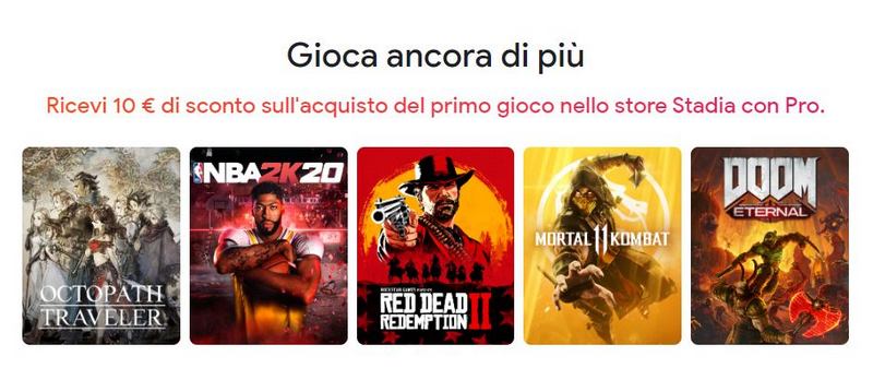 google stadia pro sconto offerta 10 euro termini condizioni