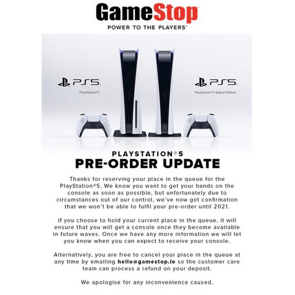 playstation 5 ps5 gamestop rinvio consegne 2021 irlanda